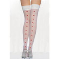MM9038 - 蕾絲X圖紋大腿絲襪(白色)