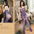 閃光開襠-透視連褲襪(紫色) FX7513