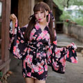 櫻花之戀-羽織印花和服(黑) FX7063