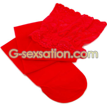 16厘米蕾絲花邊絲襪(紅) KM6729