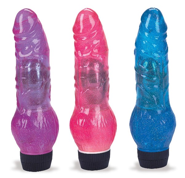 Jelly Glitter Swell Penis 閃爍陰莖按摩棒(紫)