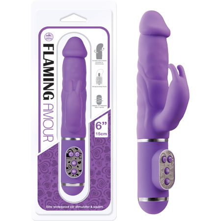 Flaming Amour Rabbit Vibrator 火焰奧馬爾G點轉珠棒(紫)93A00