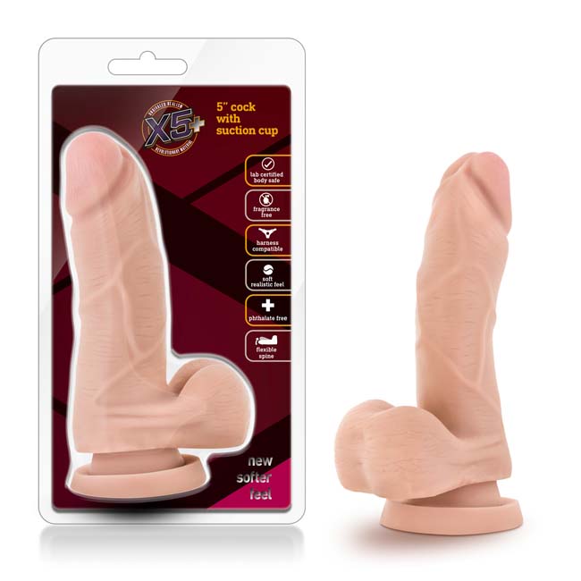 X5 Plus 5 Inches Cock with Suction Cup Beige 仿真陽具