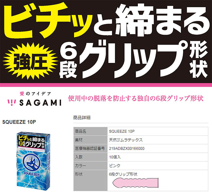 Sagami Sqeeze Condom Box of 10pcs 相模六段緊安全套-10 片裝