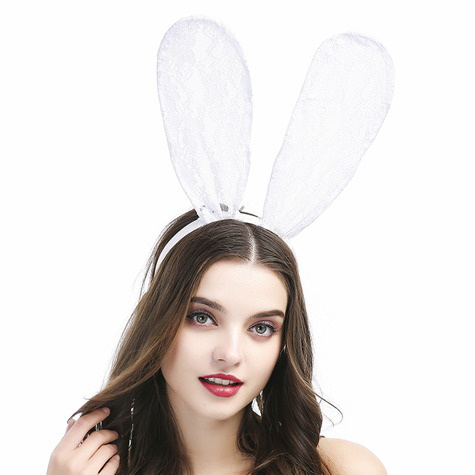 Rabbit Ears 兔耳朵蕾絲頭箍 TT5 (黑)
