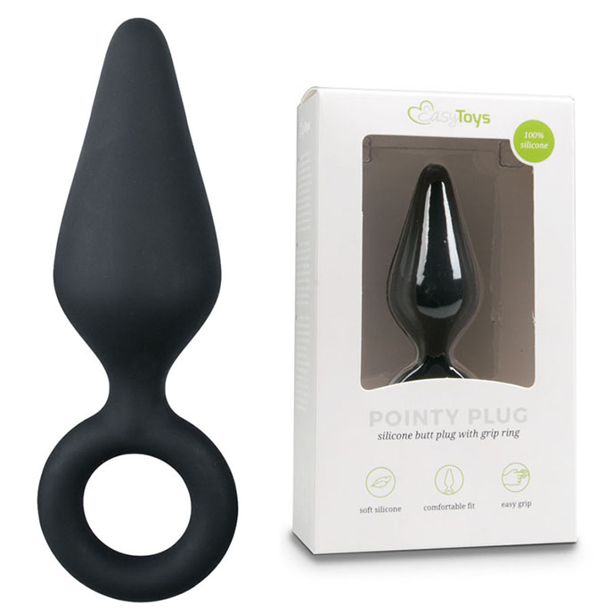 Black Buttplug With Pull Ring Large 拉環後庭塞-大