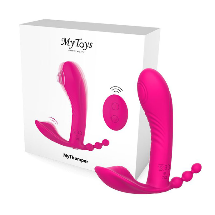 MyToys MyThumper Hot Pink 穿戴式G點-內外拍打震動器(櫻桃紅)