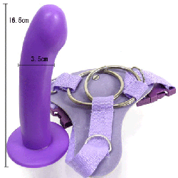 Double Ring Harness with Silicone Dong 穿戴陽具