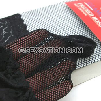 MM9031 - 蕾絲花邊硅膠防滑網襪(細格黑色)