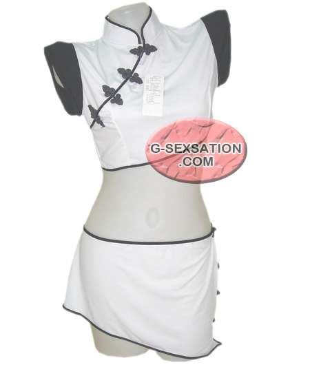 中式白色刺繡旗袍 CF1981