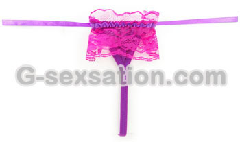 少女繪色-蕾絲綁帶 T-back 內褲(紫色) CK386