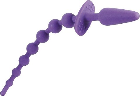 巴特後庭塞+後庭拉珠(紫) Butt On 12 Inch Silicone Butt Plug In Purple