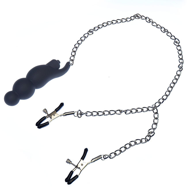 Nipple Pinch & Chain SM乳夾+震棒組合