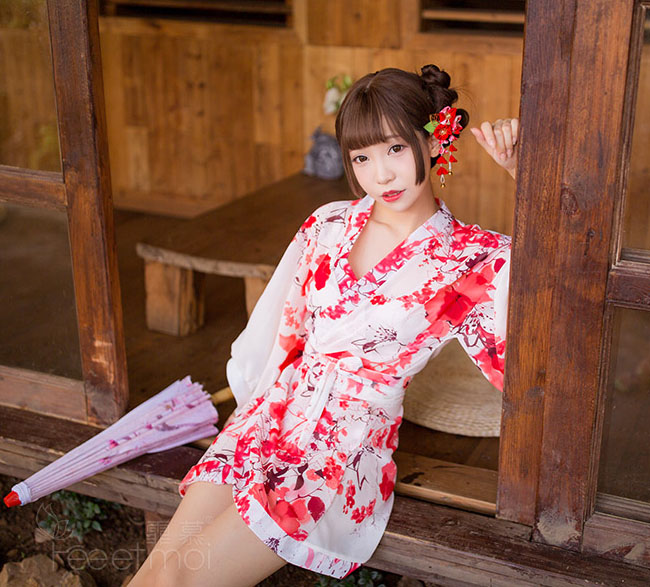 牡丹戀語-純情印花和服 FX7062