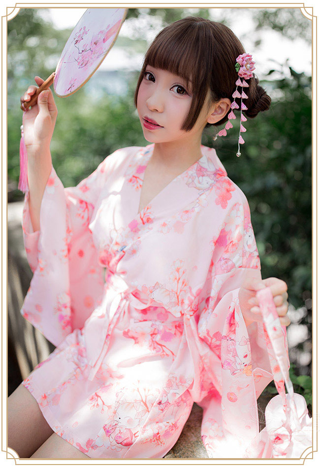 櫻花之戀-羽織印花和服(粉) FX7063