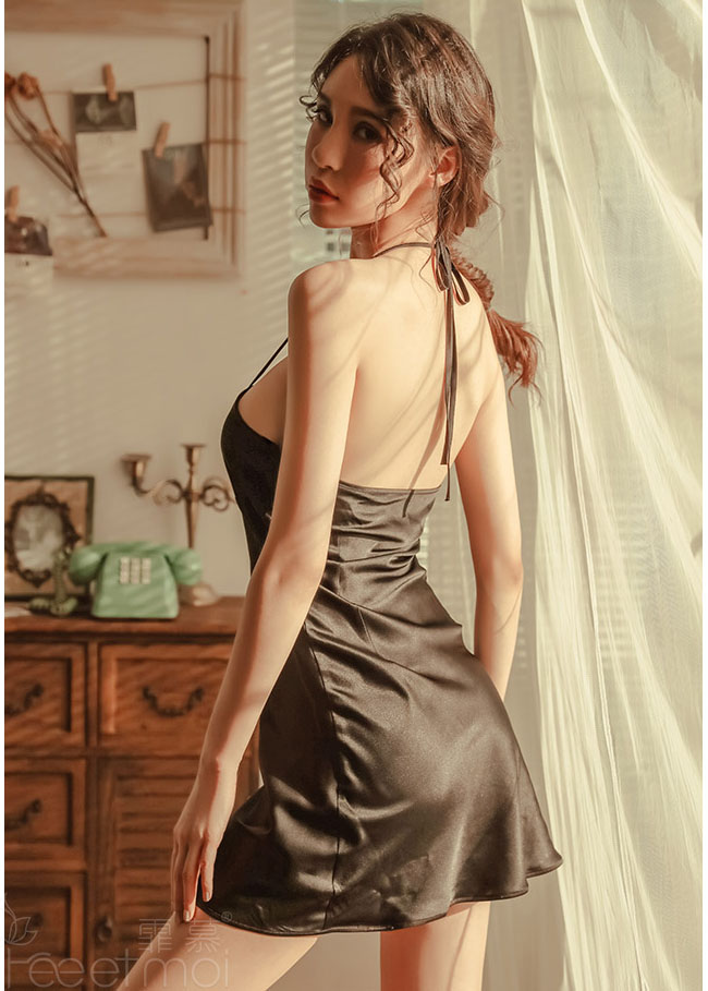 性感改良-旗袍吊帶睡裙(黑) FX7837