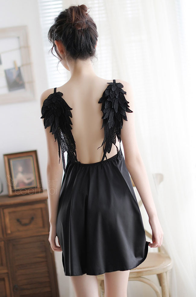 魅力天使-柔情翅膀睡裙(黑) FX7812