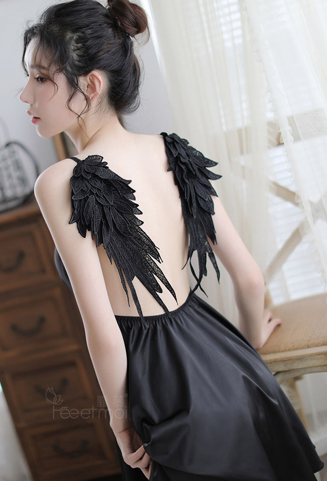 魅力天使-柔情翅膀睡裙(黑) FX7812