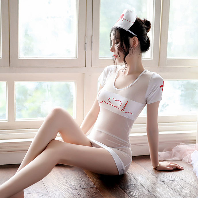 激情誘惑-心電圖護士制服(白) FX7984