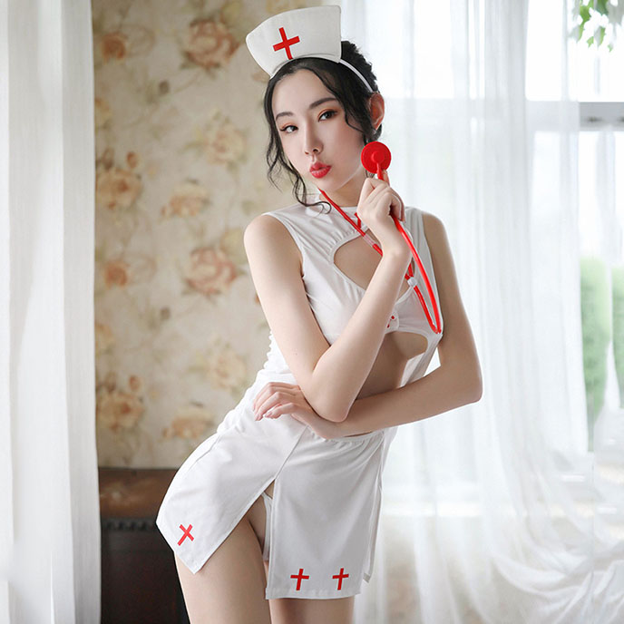 純白天使-開胸護士制服 FX7985