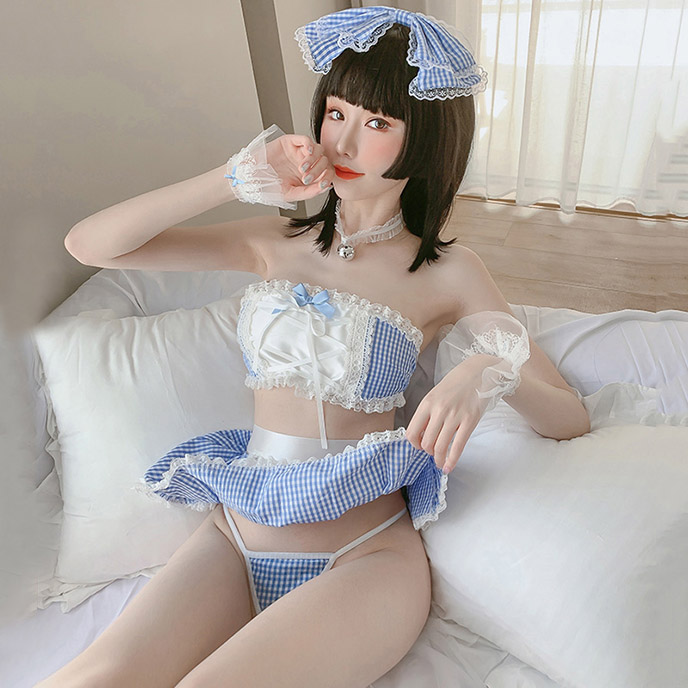 少甜多奶-嫵媚女僕套裝(藍格) FX7922