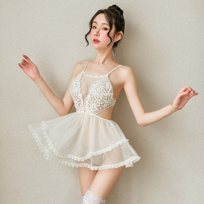 水漾嫵媚-刺繡仙女睡裙(白) FX7775