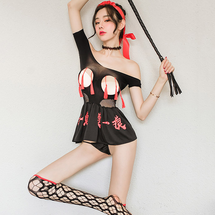 露乳舞孃-嬌媚網衣裙(黑紅) FX7457